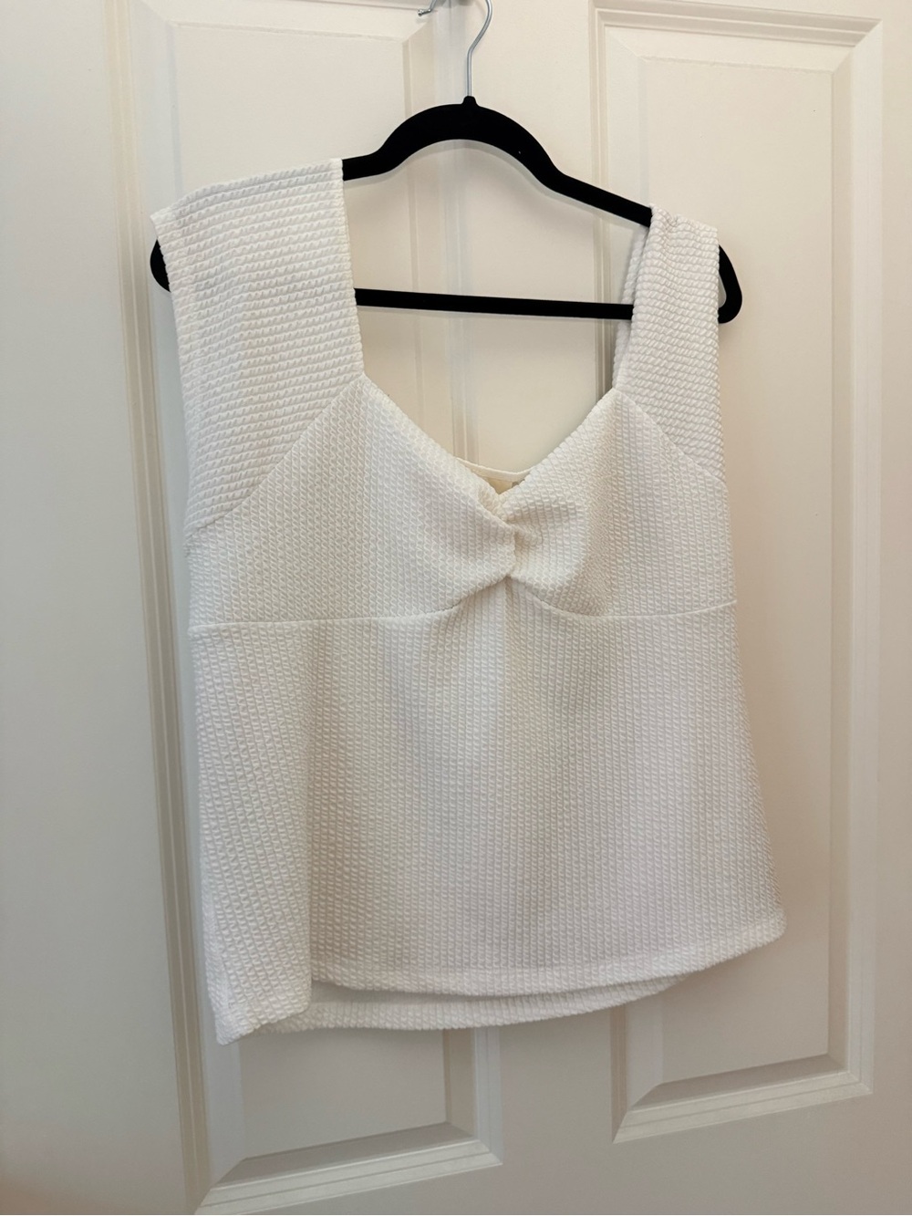 Maeve White Textured Knot-Front Camisole